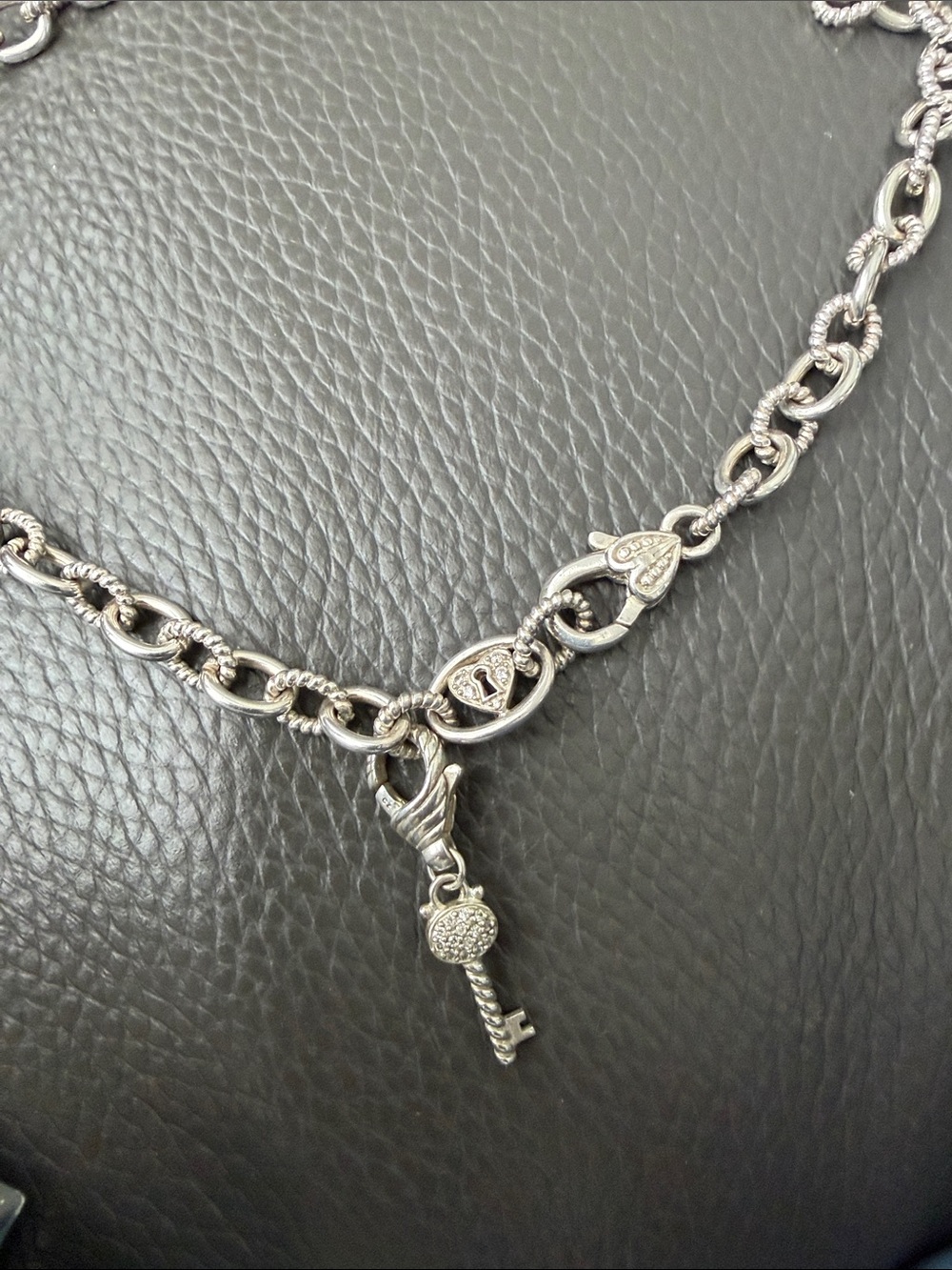 Silver Key Charm Necklace - Women Jewelry